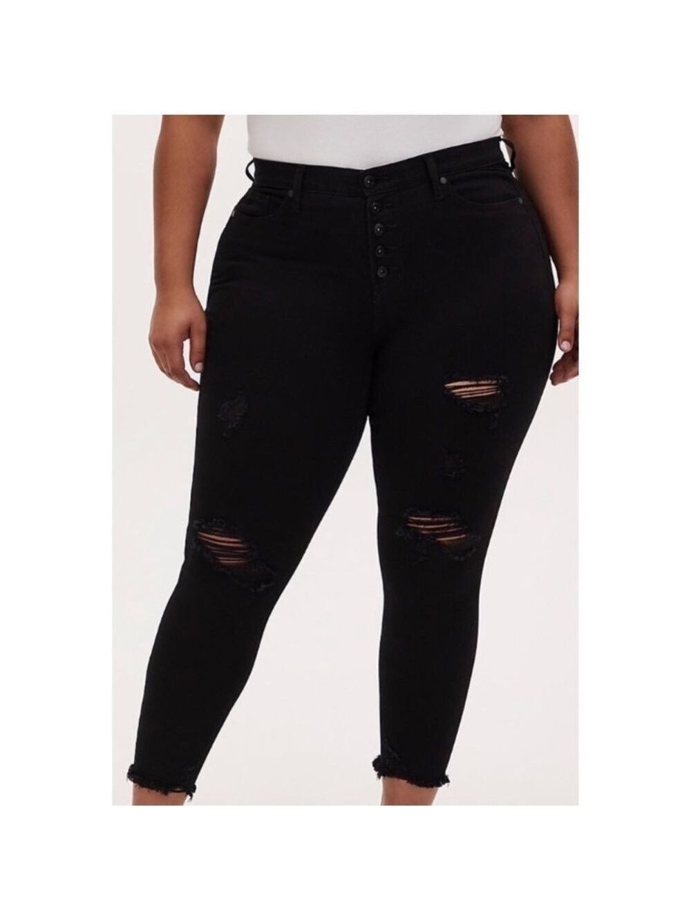 TORRID SkybHigh Skinny Premium Stretch High Rise Distressed Jeans